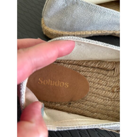 Soludos Womens Espadrille Flats Canvas Slip-On Shoes Light Gray Size 7 - Picture 11 of 12